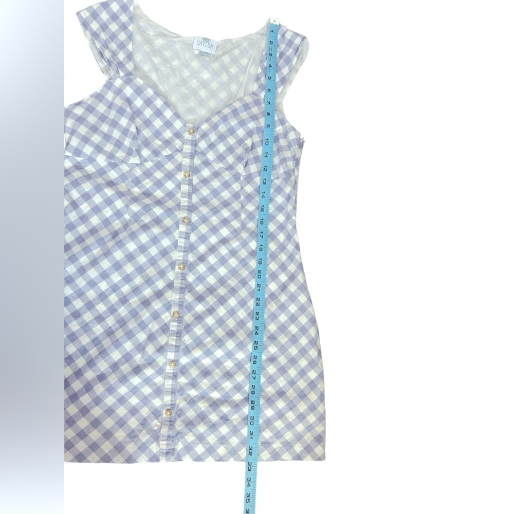 Saylor Hadleigh Lavender & White Gingham Mini Dress Preppy Cottagecore 90s Sz XL - Picture 15 of 15